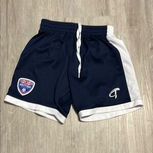 Blue and White Basketball Shorts with Drawstring and Side Panels